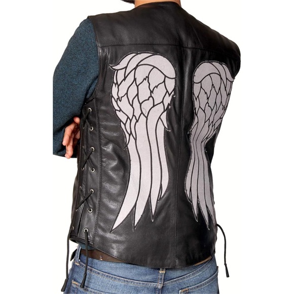FAMOUS JACKET • Angel Wings The Walking Dead Daryl Dixon Leather Vest Jacket 🌺 - Picture 2 of 8